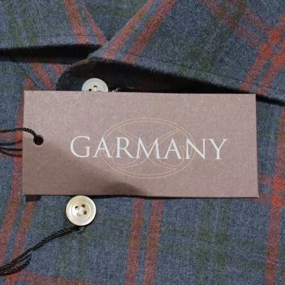 Kiton NWOT Dress Shirt Size 15 / 38 In Blue, Red, & Green Check 100% Cotton - Picture 12 of 12